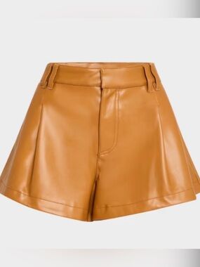 We The Free High-Waist Faux Leather Shorts — Camel/Tan